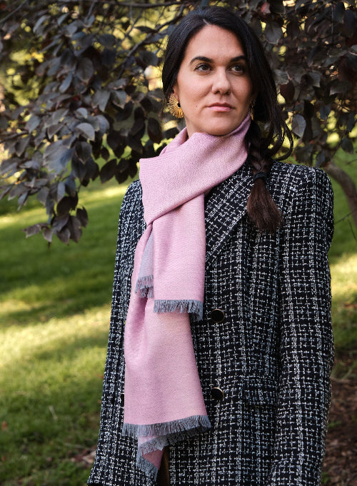 Fular DF seda Grey & Pink