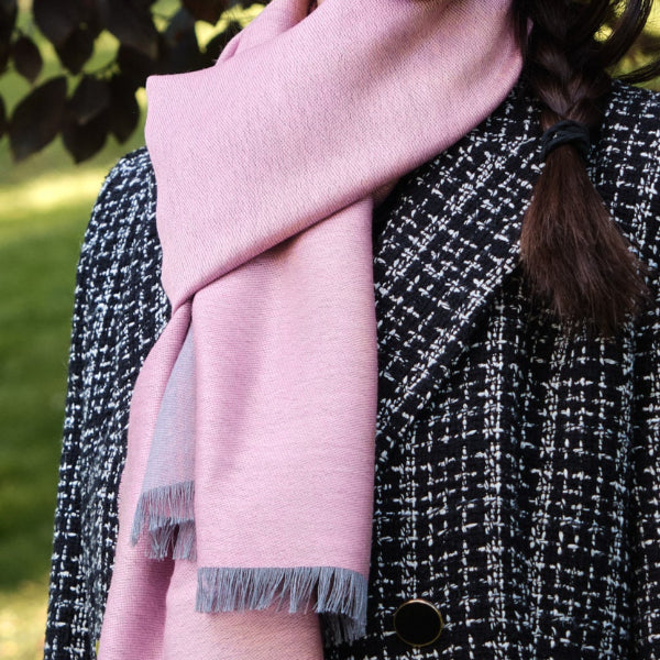 Fular DF seda Grey & Pink