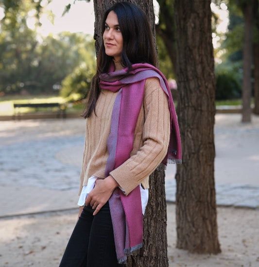 Fular DF seda Grey & Fucsia