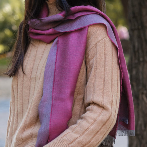 Fular DF seda Grey & Fucsia