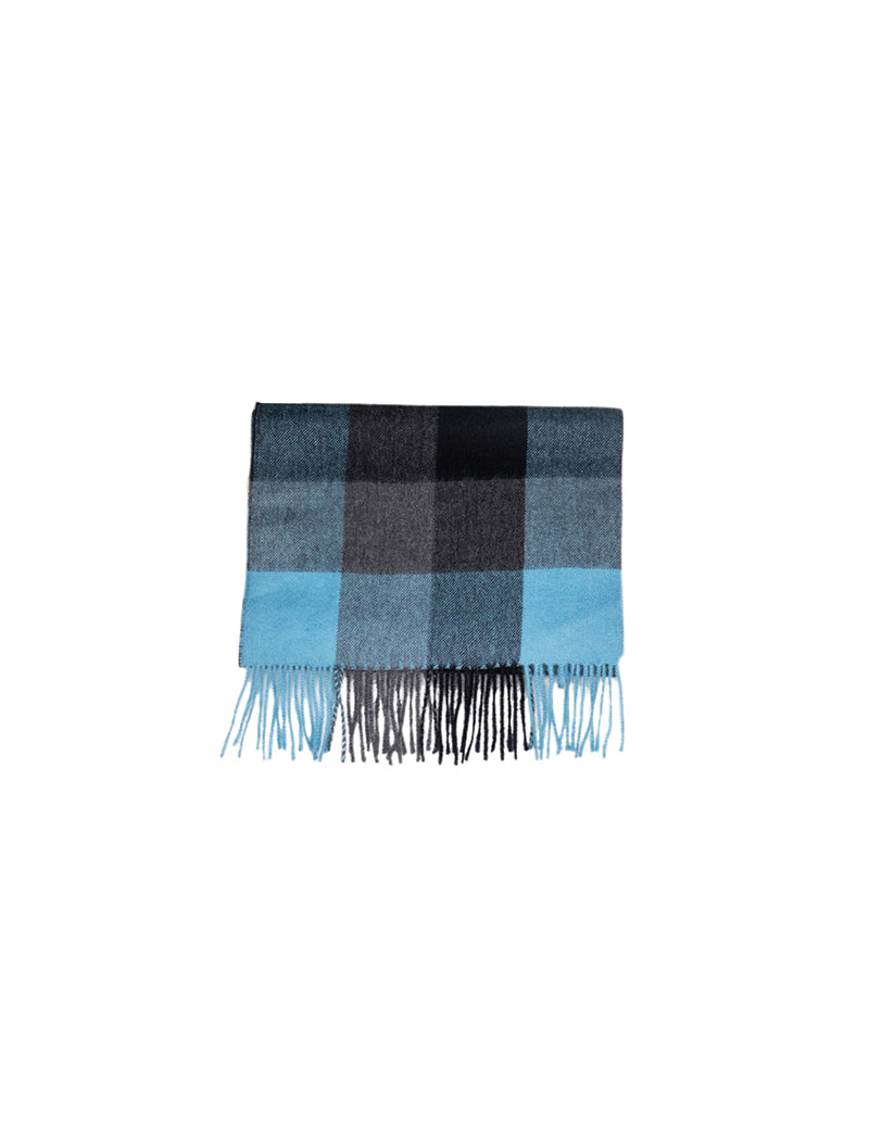 Bufanda cuadro búfalo de baby alpaca turquesa