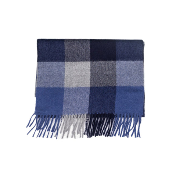 Bufanda cuadro búfalo de baby alpaca azul