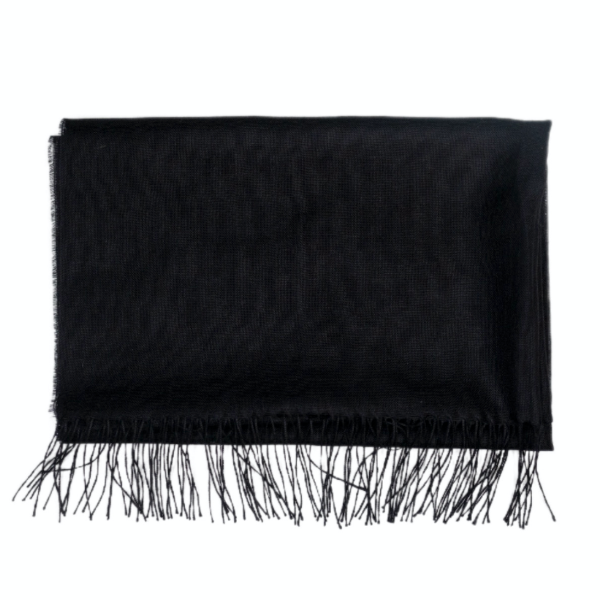 Chal de baby alpaca y seda color negro