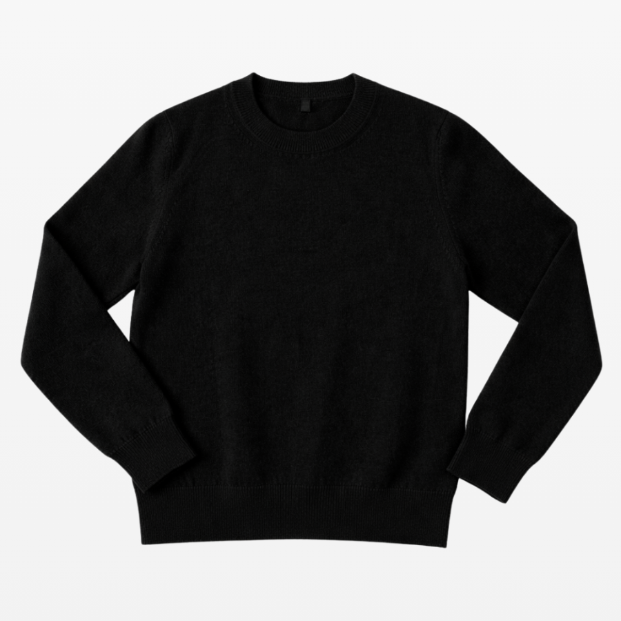 Jersey classic cuello redondo de mujer tejido en lana baby alpaca 100% color negro de la marca LAMINI estirado