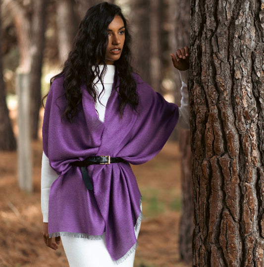 Fular DF seda Grey & Purple