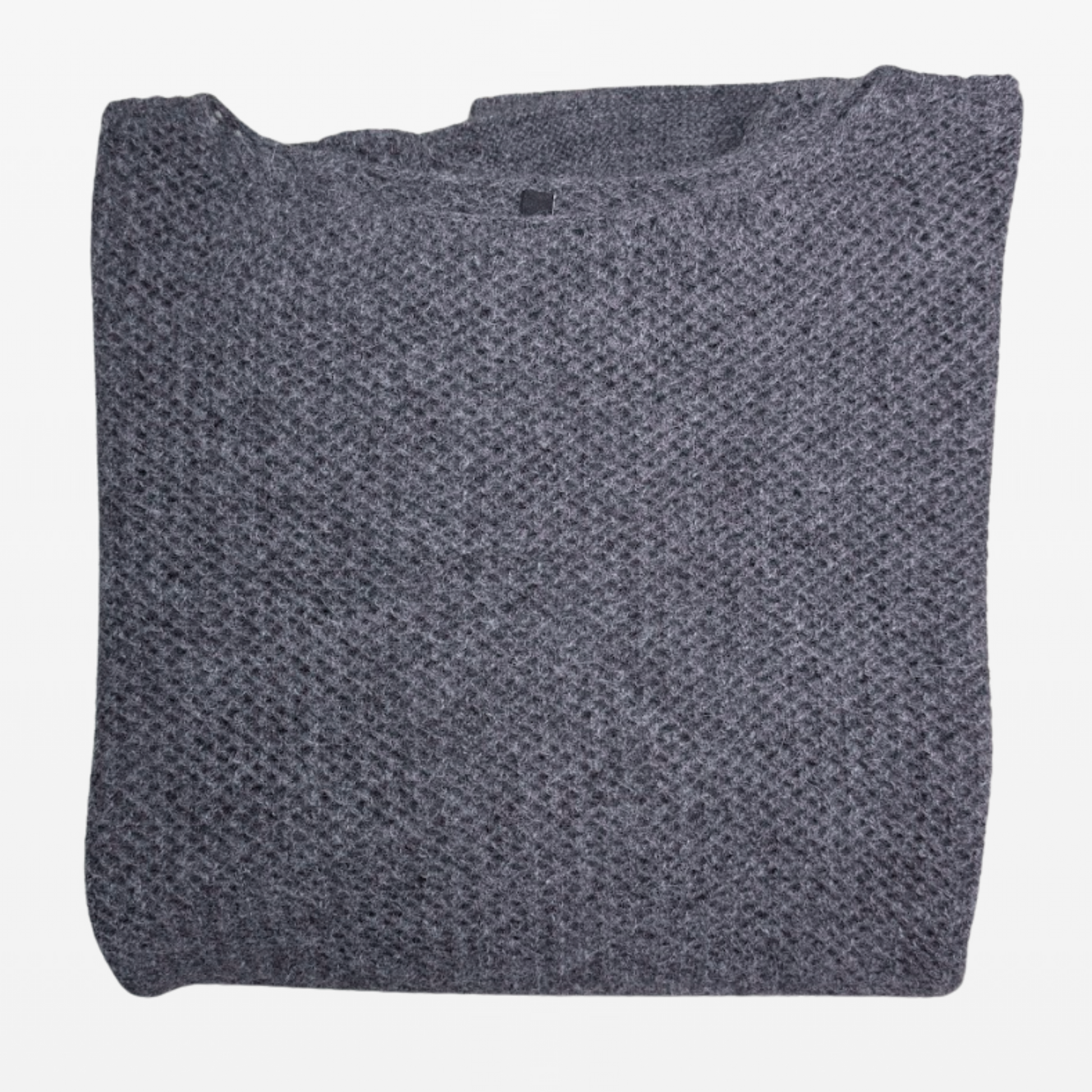 Jersey de cuello barco LAMINI de punto 100% baby alpaca color charcoal doblado