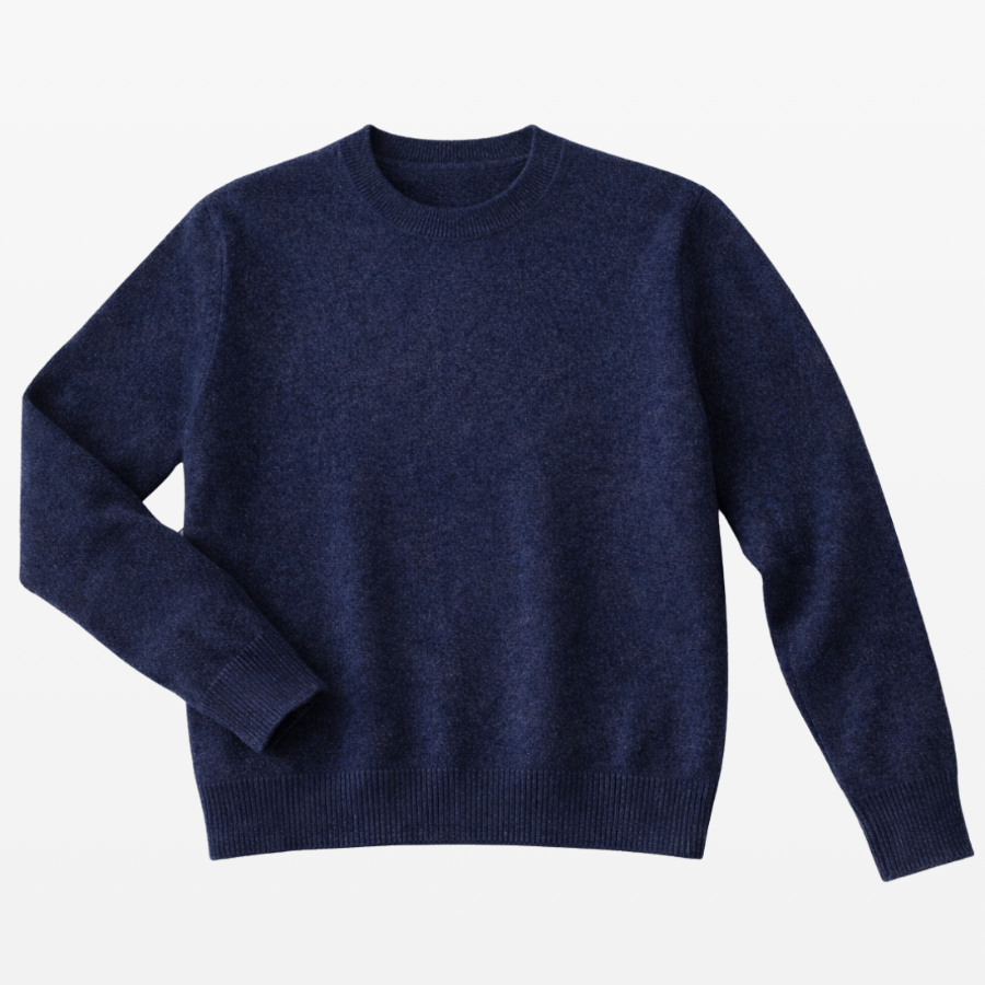 Jersey classic cuello redondo de mujer de la marca LAMINI en color navy blue tejido en lana baby alpaca 100%estirado