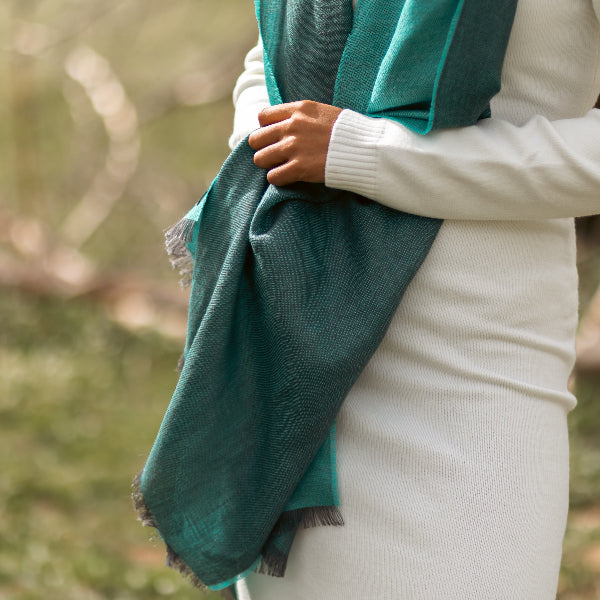 Fular DF seda Grey & Turquoise